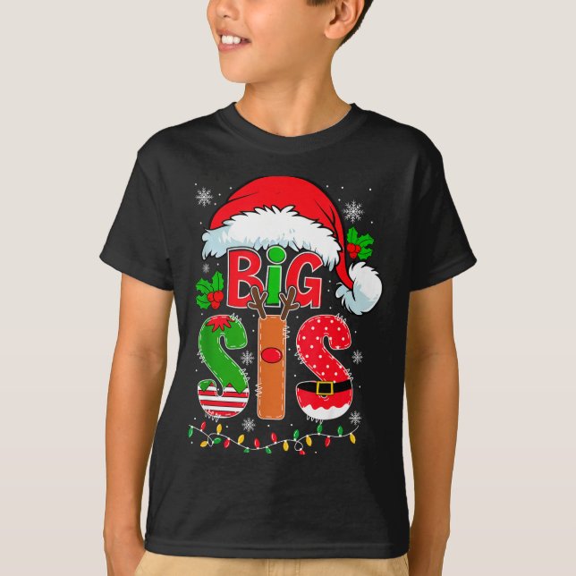 Camiseta Big Sis Santa Hat New Big Sister Announcement Xmas (Anverso)