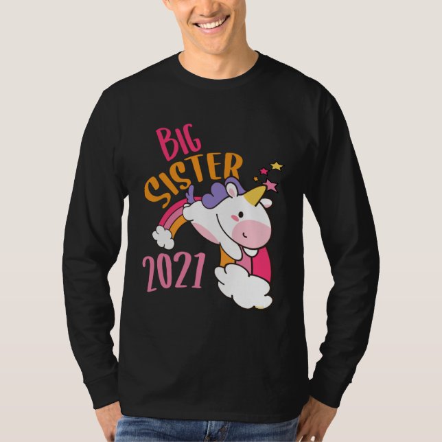 Camiseta Big Sister 2021 Unicorn Rainbow  Sisters Unicorns (Anverso)