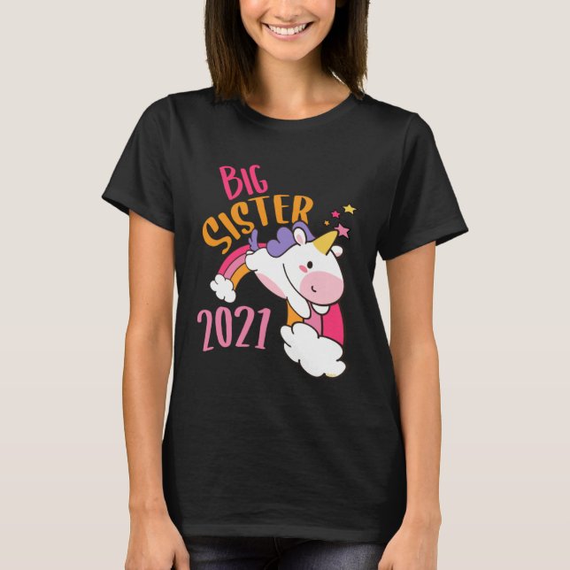 Camiseta Big Sister 2021 Unicorn Rainbow  Sisters Unicorns (Anverso)