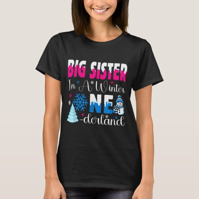 Camiseta Big Sister In A Winter Onederland Bday Girl Sweet  (Anverso)