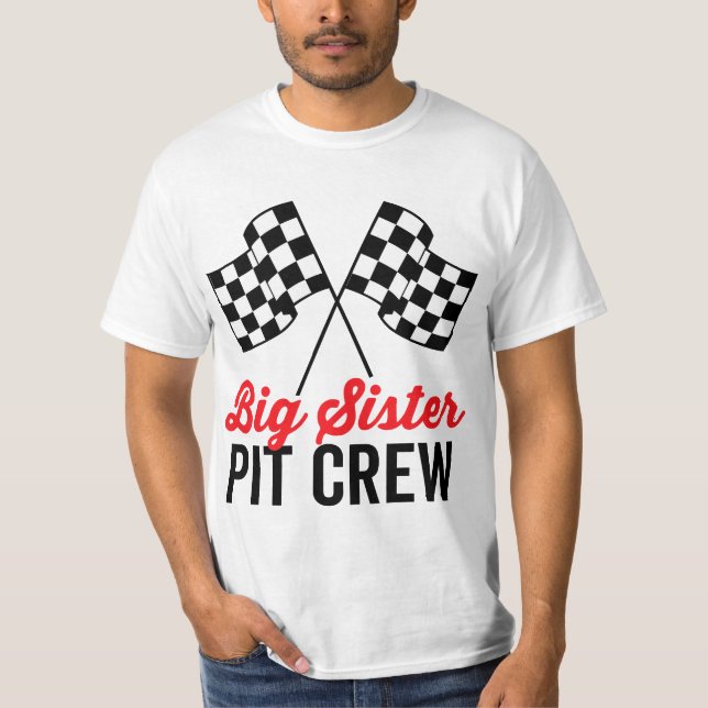 Camiseta Big Sister Pit Crew for Racing Party Team Costume  (Anverso)