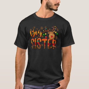 Camiseta Big Sister Reindeer Retro Merry Christmas Western 