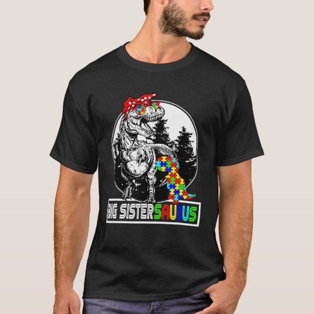 Camiseta Big Sistersaurus T Rex Dinosaur Big Sister Saurus  (Anverso)