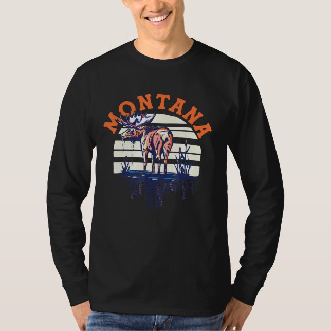 Camiseta Big Sky Country Montana Guay Retro Moose Travel Ar (Anverso)