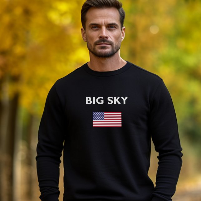 Camiseta Big Sky USA Bandera estadounidense Color oscuro (Subido por el creador)