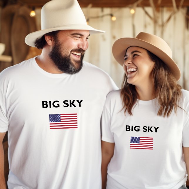 Camiseta Big Sky USA Bandera estadounidense de color claro (Subido por el creador)
