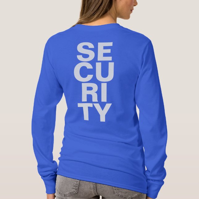 Camiseta Big Text Deep Royal Blue Template Womens Security (Reverso)