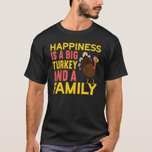 Camiseta Big Turkey And A Family Thanks Giving  Thanksgivin (Anverso)