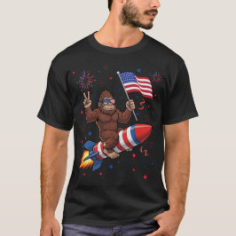 Camiseta Bigfoot 4 de julio Cohete Patriótico y Fuegos Arti