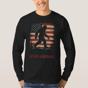 Camiseta Bigfoot Ama a América, Sasquatch Bandera Americana