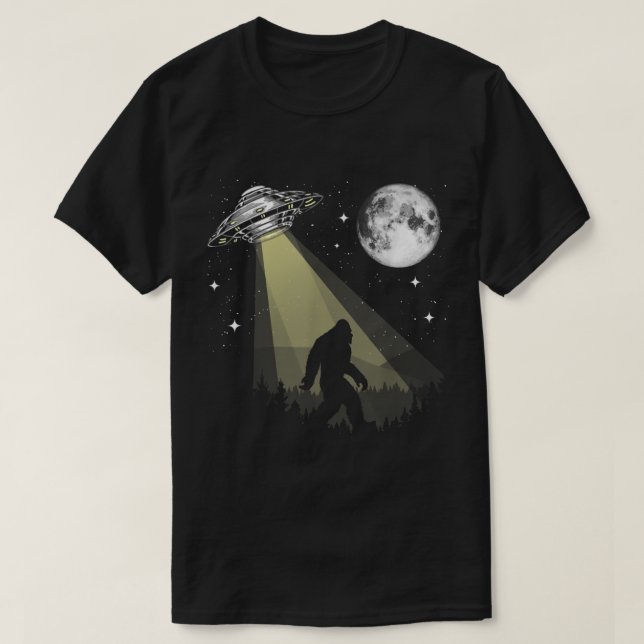 Camiseta Bigfoot and UFO Under the Moonlight (Diseño del anverso)