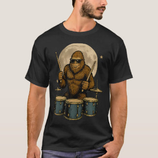 Camiseta Bigfoot Baterista Divertido Tocando Batería Música