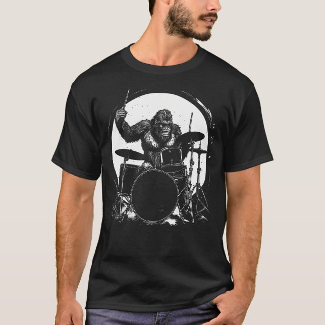 Camiseta Bigfoot Baterista Tocando Tambores Sasquatch Diver (Anverso)