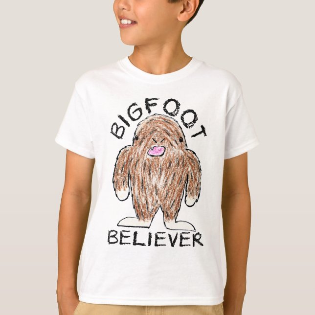 Camiseta BIGFOOT BELIEVE - Fun Sasquatch Crayon Sketch (Anverso)