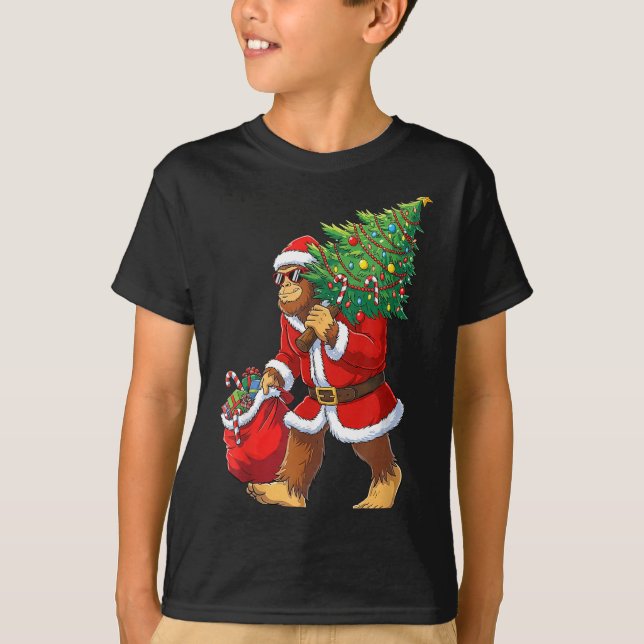 Camiseta Bigfoot Christmas Tree Lights Boys Men Sasquatch L (Anverso)