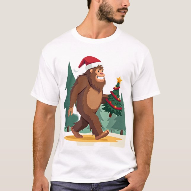 Camiseta Bigfoot Christmas Tree Santa Hat (2) (Anverso)
