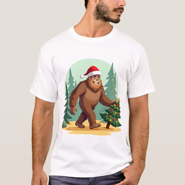 Camiseta Bigfoot Christmas Tree Santa Hat (3) (Anverso)