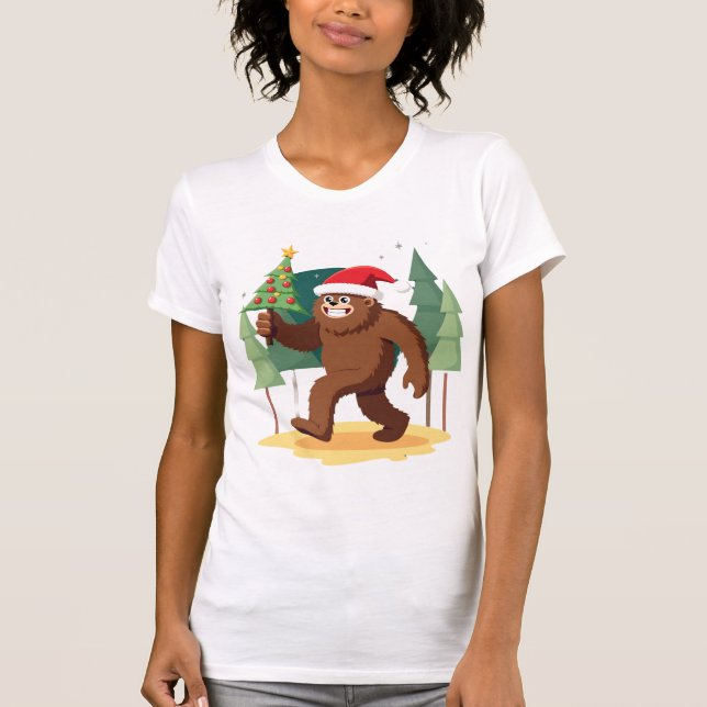 Camiseta Bigfoot Christmas Tree Santa Hat (4) (Anverso)