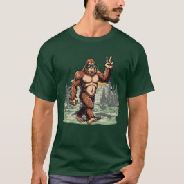 Camiseta Bigfoot Divertido con Gafas de Sol Diseño de Bosqu