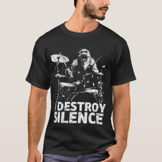 Camiseta Bigfoot Divertido Tocando Batería Baterista Destru