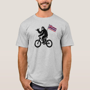 Camiseta Bigfoot en bicicleta con la bandera de Hawái