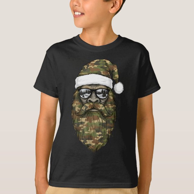 Camiseta Bigfoot Face Sungles Santa Christmas Camo Xmas Sas (Anverso)