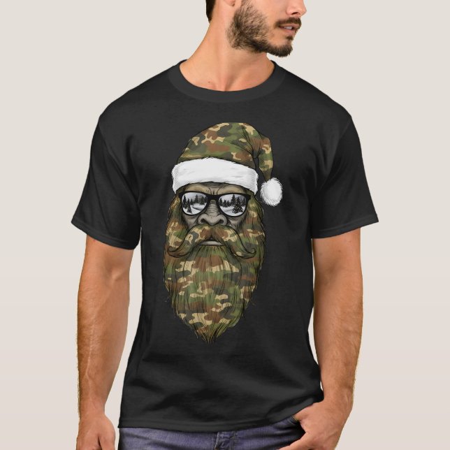 Camiseta Bigfoot Face Sungles Santa Christmas Camo Xmas Sas (Anverso)