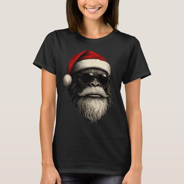 Camiseta Bigfoot Face Sungles Santa Christmas Funny Xmas Sa (Anverso)