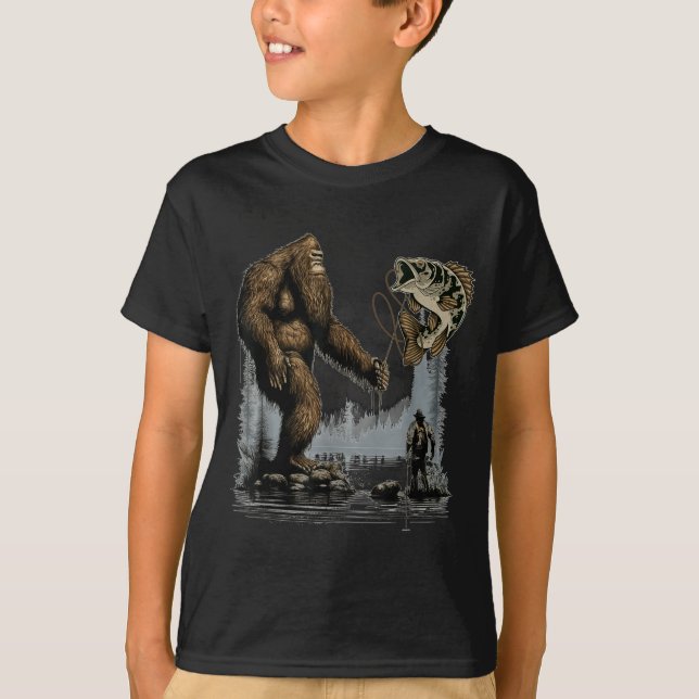 Camiseta Bigfoot Fishing Funny Sasquatch Fi-shirt  (Anverso)
