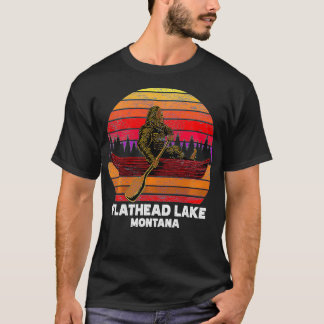 Camiseta Bigfoot fishing lake canoeing Flathead Lake