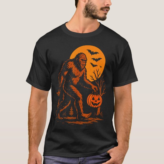 Camiseta Bigfoot Halloween Sasquatch Jack O Lantern  (Anverso)