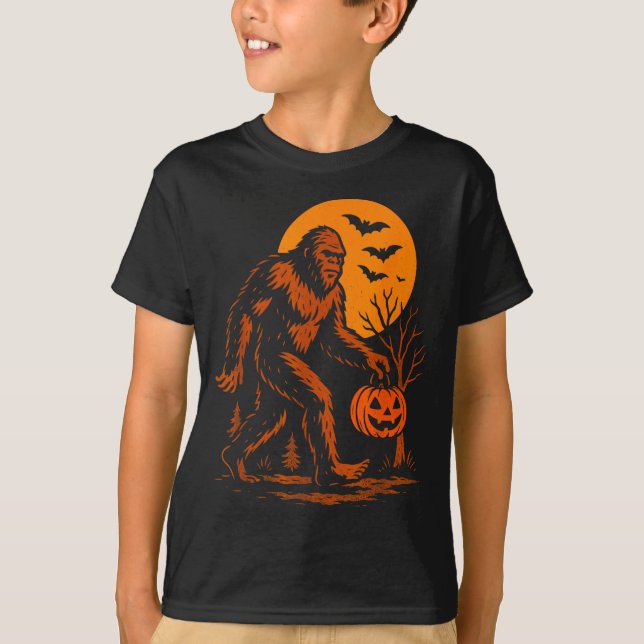 Camiseta Bigfoot Halloween Sasquatch Jack O Lantern  (Anverso)