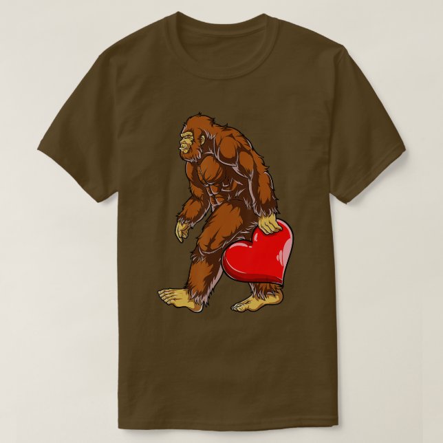 Camiseta Bigfoot Heart Funny Valentines Day Men Love Sasqua (Diseño del anverso)