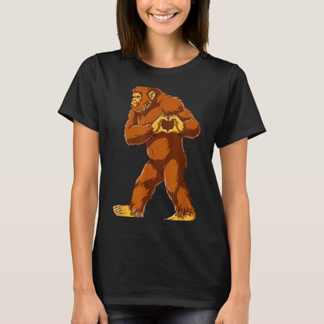 Camiseta Bigfoot Heart Hands Funny Sasquatch Lover Valentin (Anverso)
