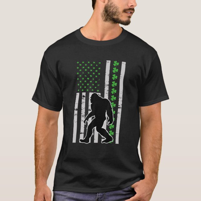 Camiseta Bigfoot Irish St Patricks Day USA Bandera Niños Ni (Anverso)