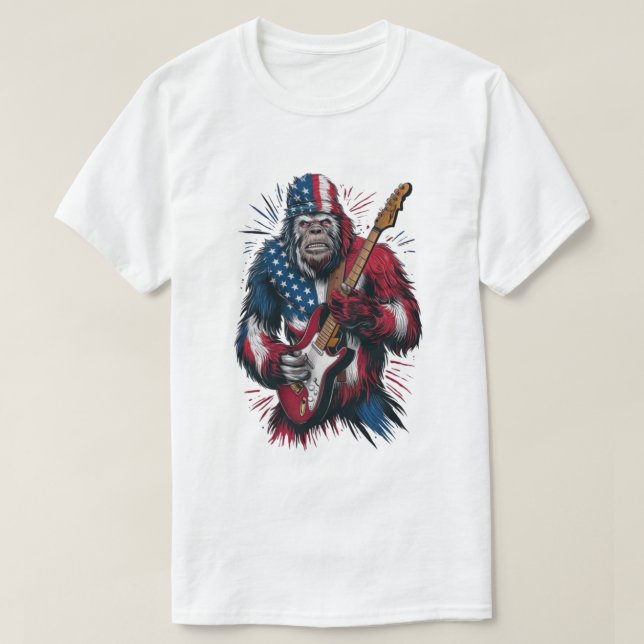 Camiseta Bigfoot Juega a guitarra eléctrica (Diseño del anverso)