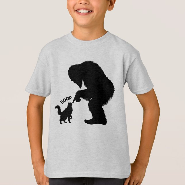 Camiseta Bigfoot Juguetón Gato de Pelo Largo Boop (Anverso)