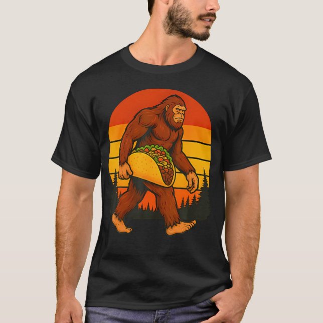 Camiseta Bigfoot Llevando Taco Divertido Cinco De Mayo Chic (Anverso)