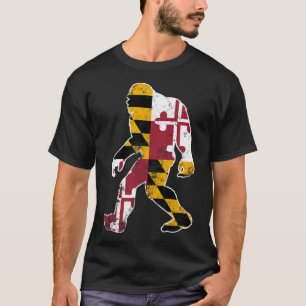 Camiseta Bigfoot Maryland Flag State Sasquatch Men Ki