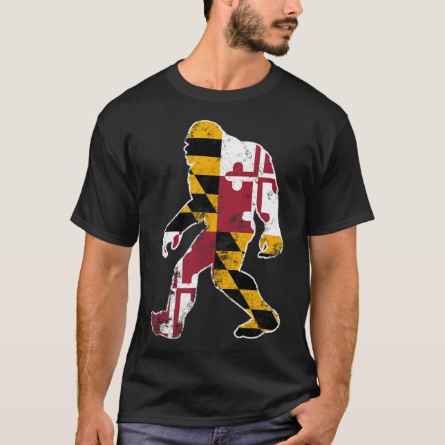 Camiseta Bigfoot Maryland Flag State Sasquatch Men Ki (Anverso)