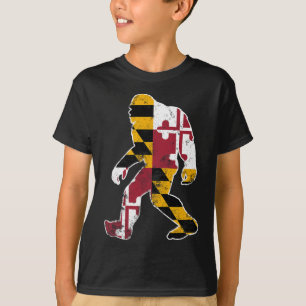 Camiseta Bigfoot Maryland Flag State Sasquatch Men Ki