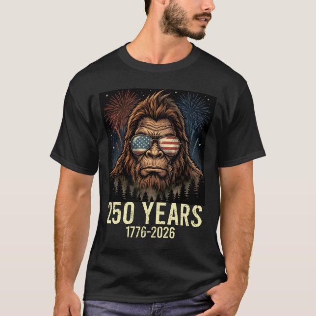 Camiseta Bigfoot merica fuegos artificiales 4 de julio 250 (Anverso)