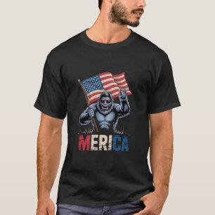 Camiseta Bigfoot Merica Rock Bandera Americana Patriótica 