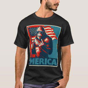 Camiseta Bigfoot Merica Rock Patriótico 4 De Julio American