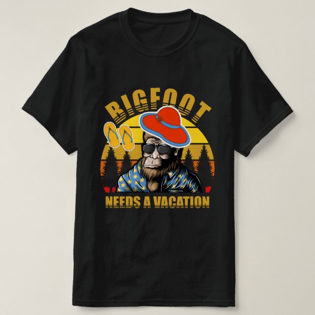 Camiseta Bigfoot necesita vacaciones l Funny vintage black (Diseño del anverso)