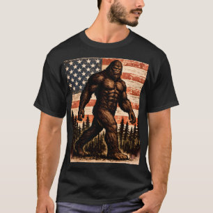 Camiseta Bigfoot Patriótico Vintage Bandera Americana Sasqu