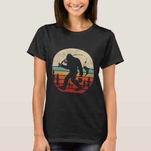 Camiseta Bigfoot Pesca Divertido Retro Sasquatch Papá Hombr
