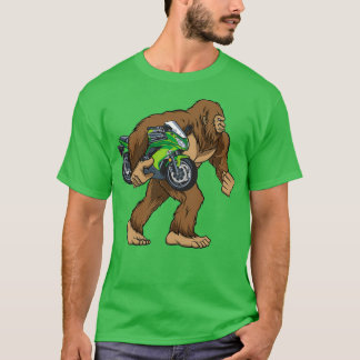 Camiseta Bigfoot portando motocicleta Funny Sasquatch Biker