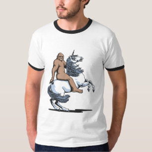Camiseta Bigfoot que monta un unicornio