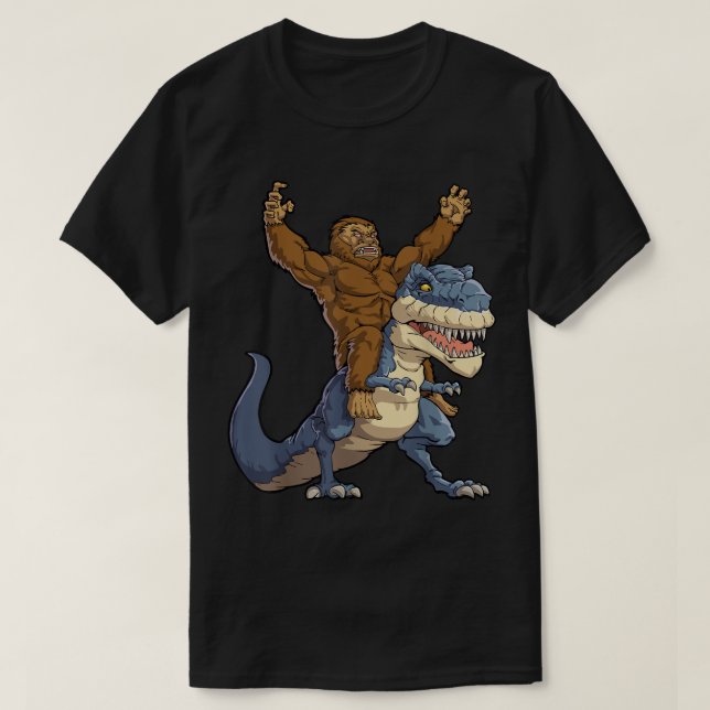 Camiseta Bigfoot Riding T-Rex Funny Design (Diseño del anverso)